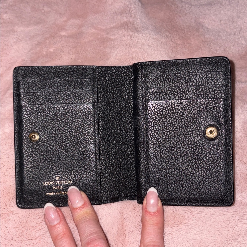Louis Vuitton Black Embossed Zip Wallet with Gold Accent - Picture 3 of 5